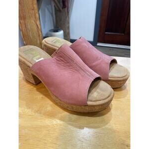 Hush Puppies Bounce Blush Pink Cork Wedge Block Heels
